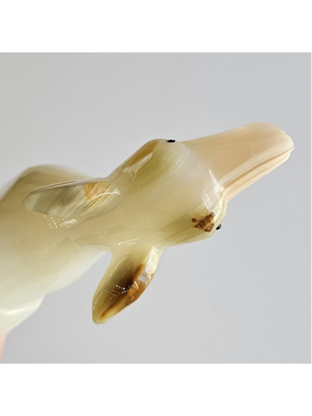 Polished Onyx Howling Dog Figurine - Mid-Century Modern Stone Sculpture - 8" - Picture 9 of 13